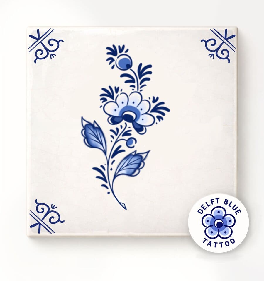 Delft Blue flash tattoo design 1