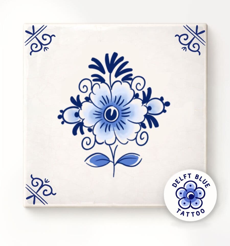 Delft Blue flash tattoo design 2