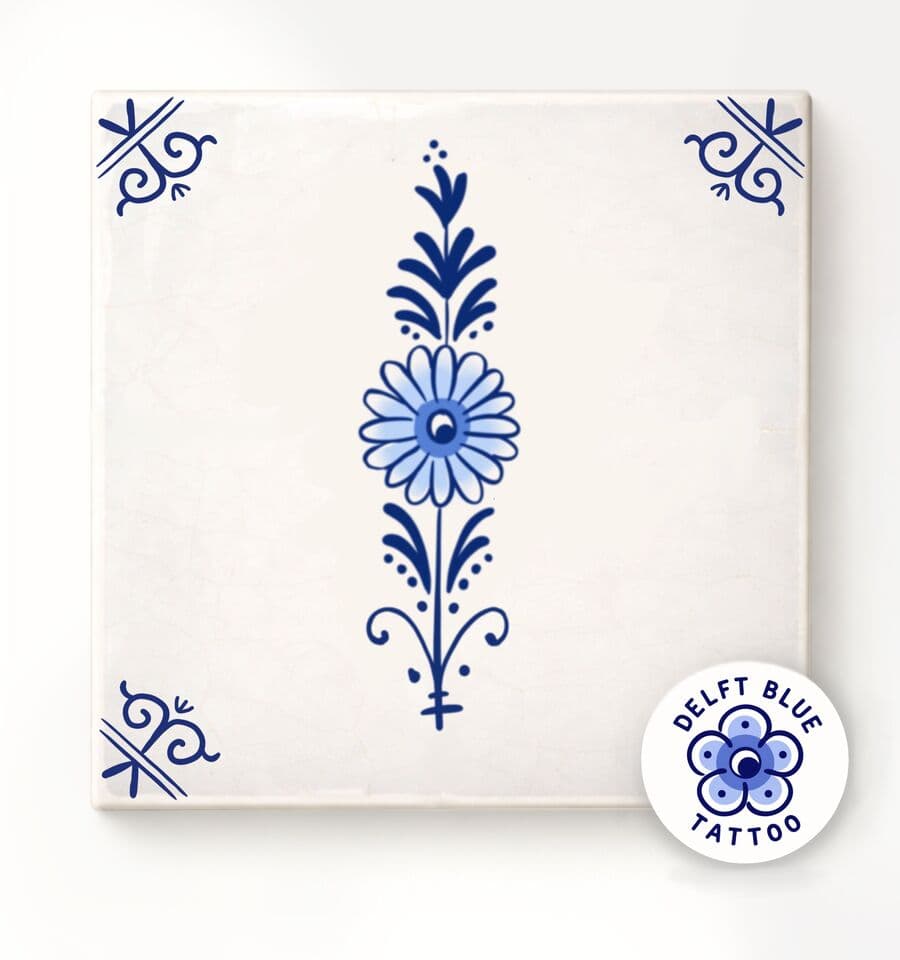 Delft Blue flash tattoo design 4
