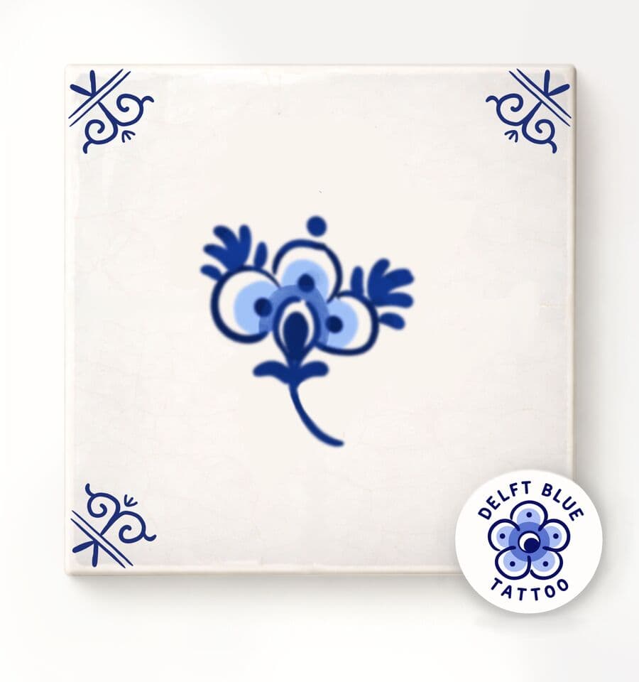 Delft Blue flash tattoo design 5