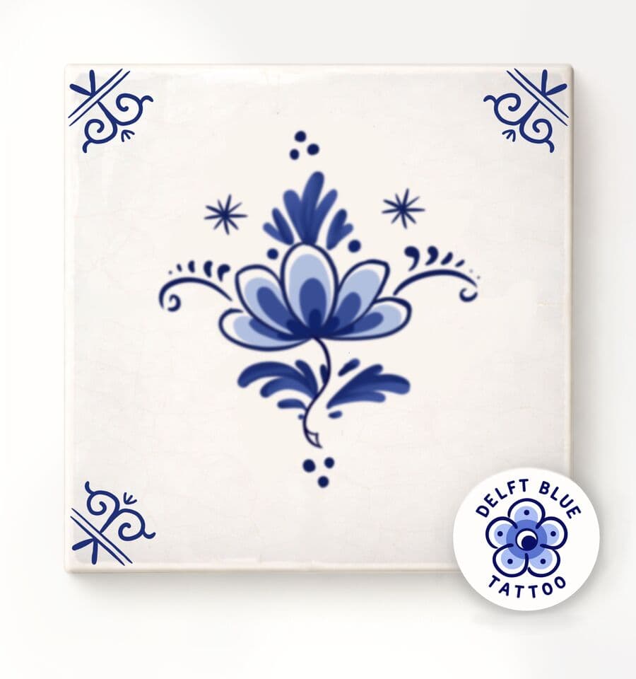 Delft Blue flash tattoo design 6
