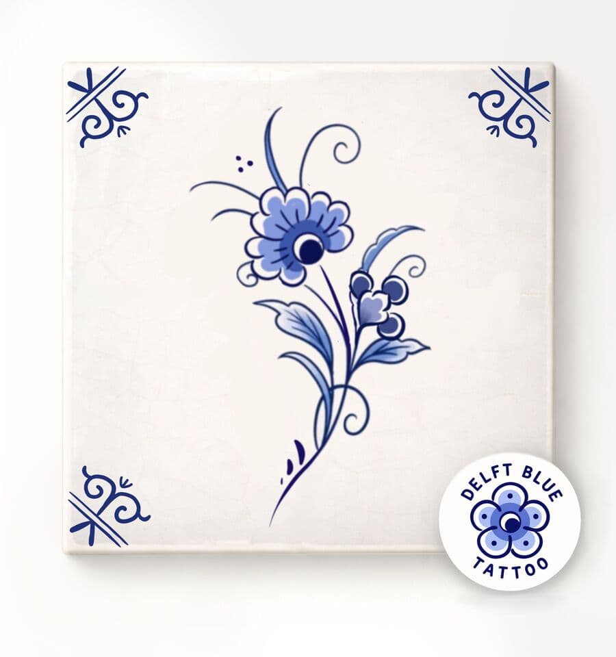 Delft Blue flash tattoo design 7
