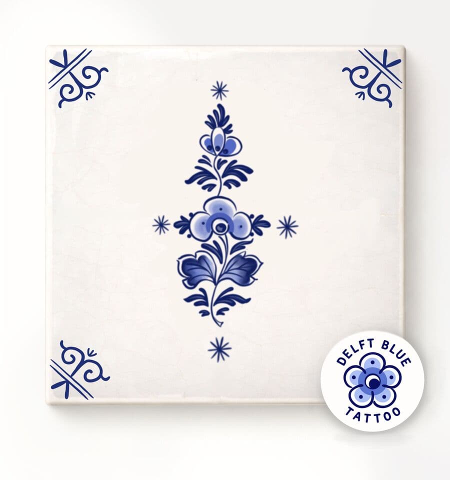 Delft Blue flash tattoo design 9