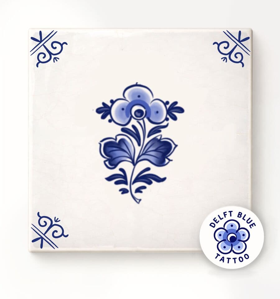 Delft Blue flash tattoo design 10