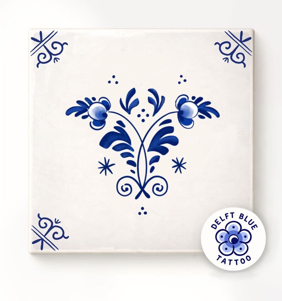 Delft Blue flash tattoo design 11