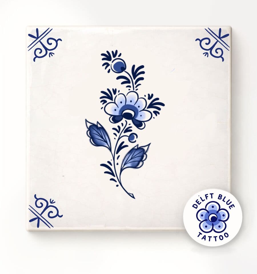 Delft Blue flash tattoo design 12