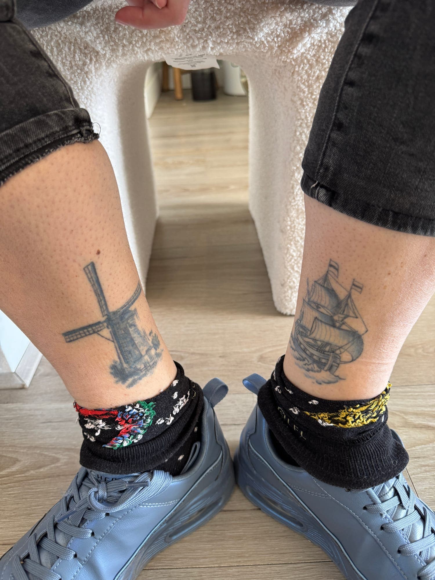Healed Delft Blue tattoo, matching dutch tattoos