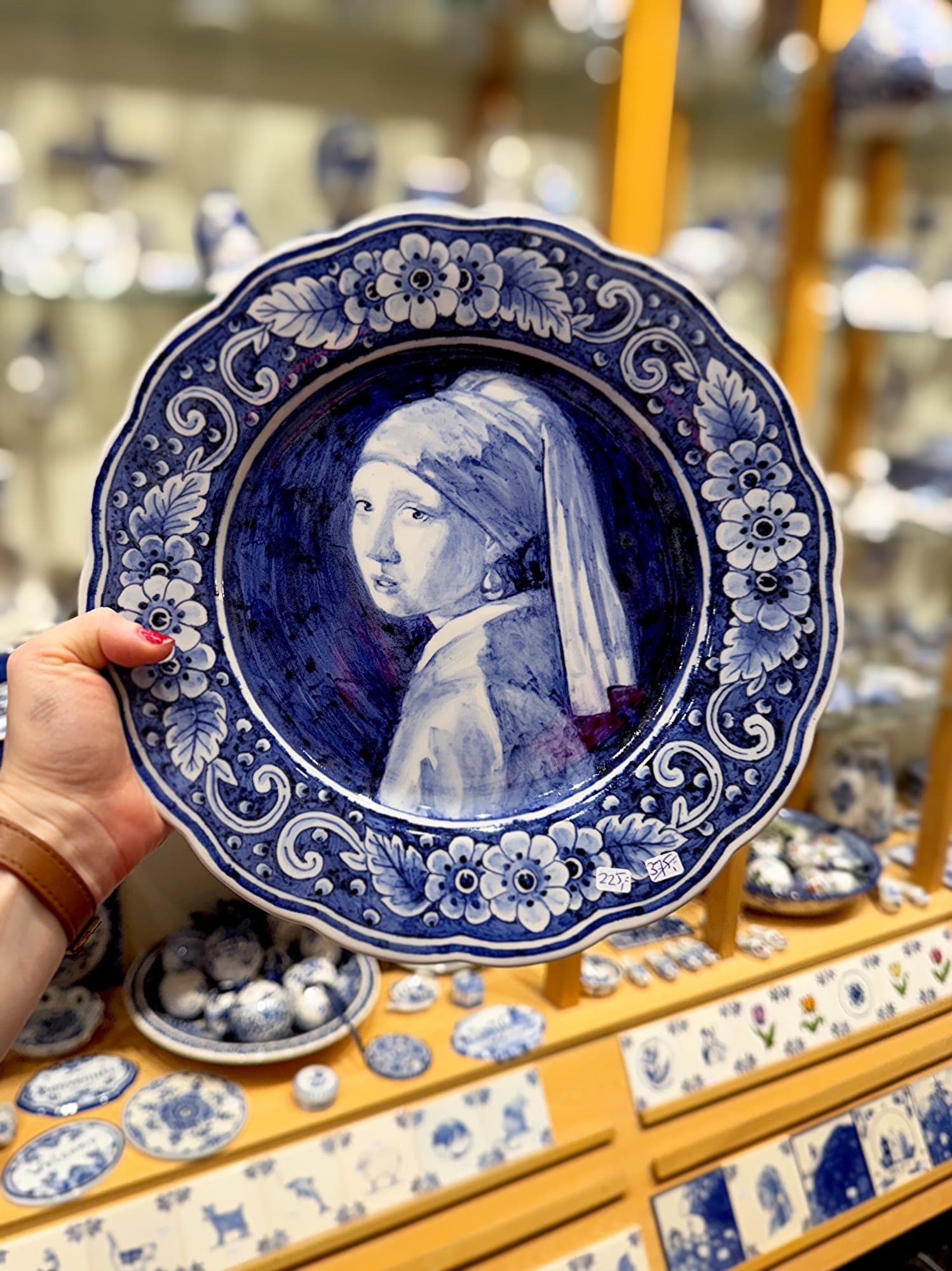 Hand-painted Delft Blue plate of Girl with a Pearl Earring