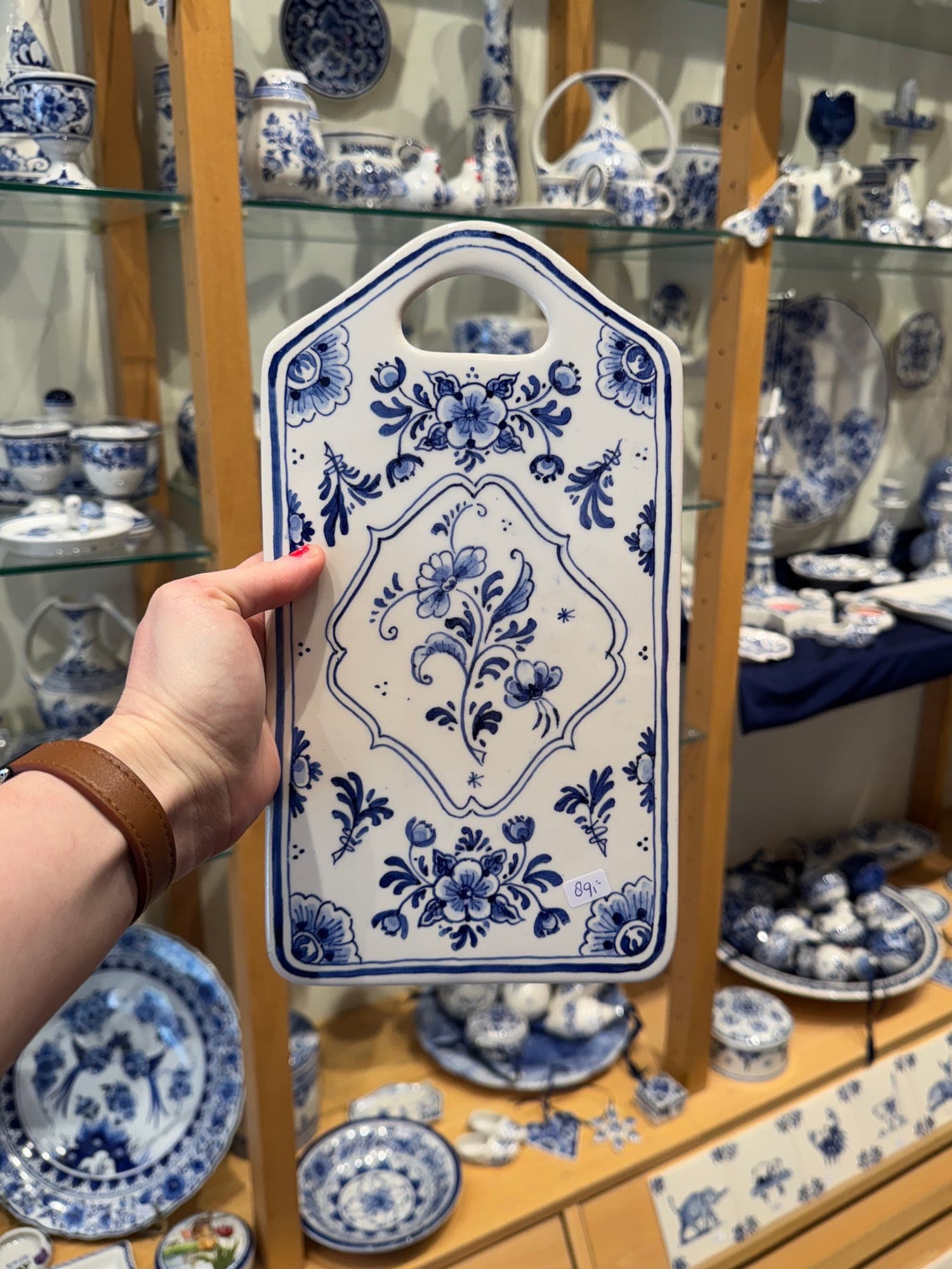 Hand-painted Delft Blue floral board